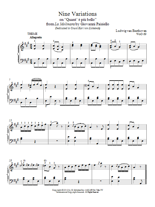 Download Ludwig van Beethoven Nine Variations On 