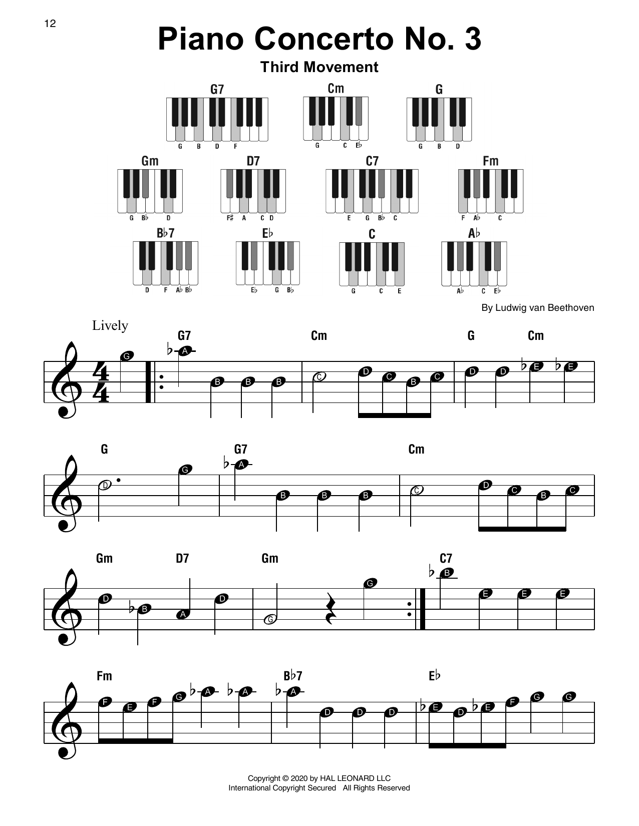 Download Ludwig van Beethoven Piano Concerto No. 3, 3rd Movement Sheet Music and learn how to play Super Easy Piano PDF digital score in minutes