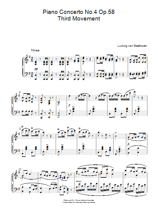 Download Ludwig van Beethoven Piano Concerto No.4 Op.58 (Third Movement) Sheet Music and learn how to play Piano PDF digital score in minutes