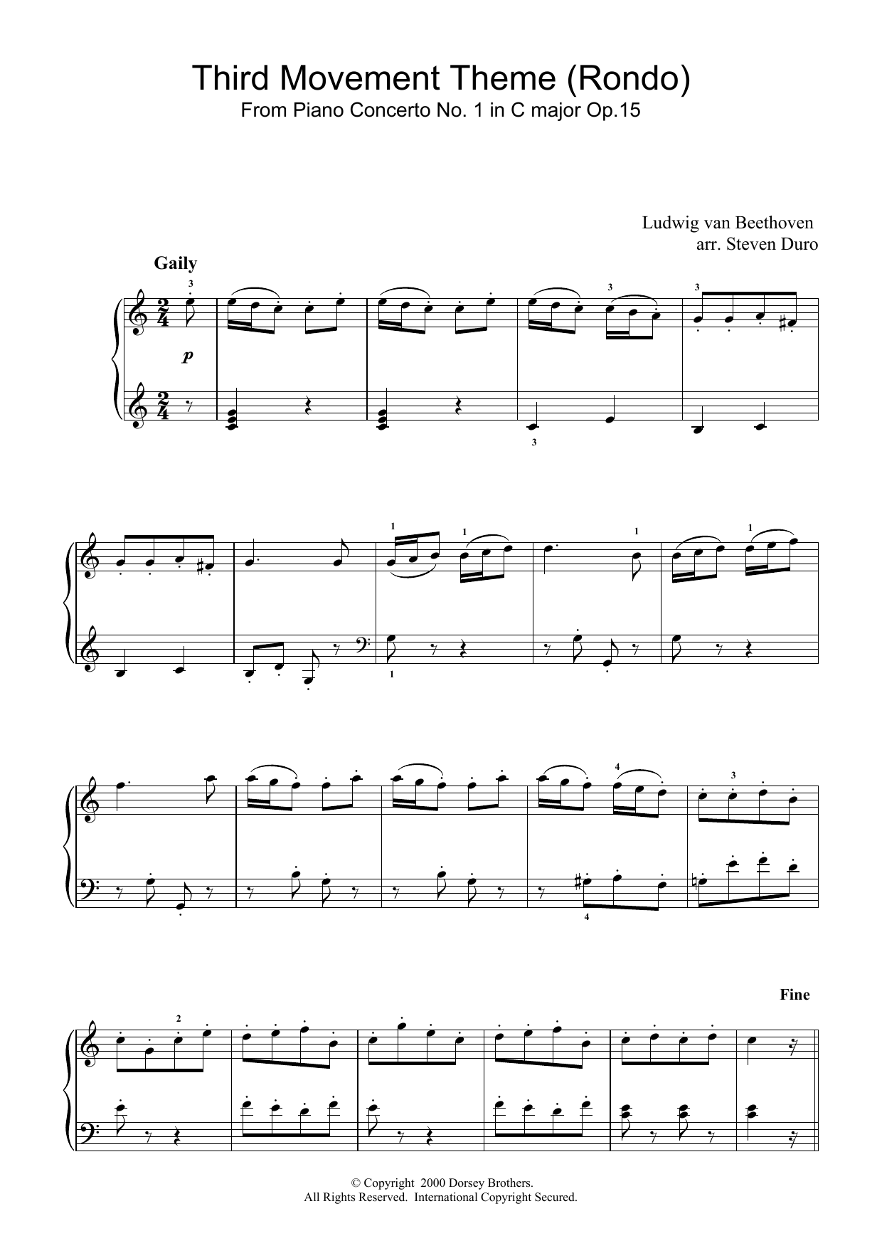 Download Ludwig van Beethoven Piano Concerto No.1 in C Major Op.15, Rondo Sheet Music and learn how to play Beginner Piano PDF digital score in minutes