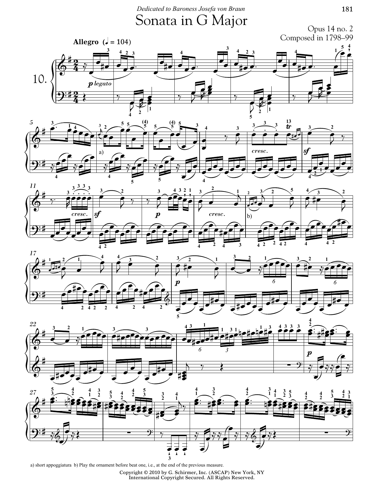 Download Ludwig van Beethoven Piano Sonata No. 10 In G Major, Op. 14, No. 2 Sheet Music and learn how to play Piano PDF digital score in minutes