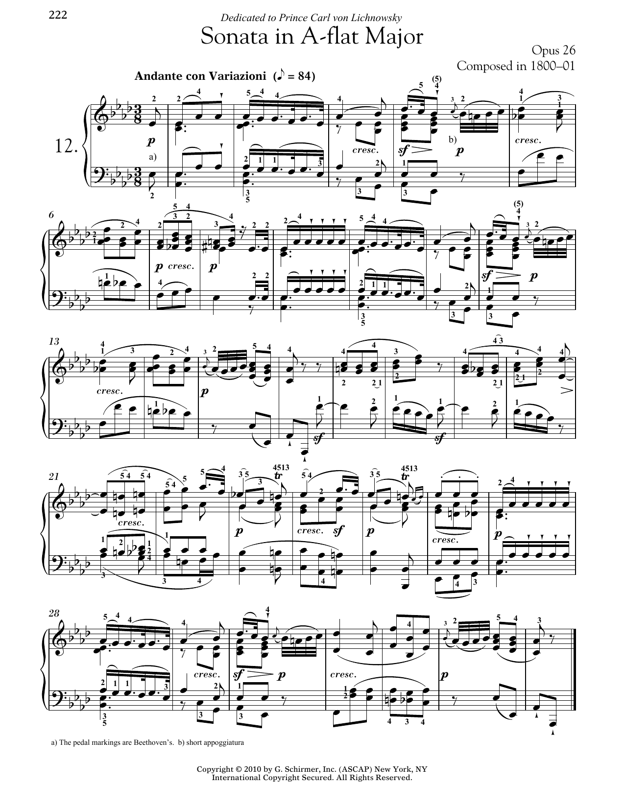 Download Ludwig van Beethoven Piano Sonata No. 12 In A-flat Major, Op. 26 Sheet Music and learn how to play Piano PDF digital score in minutes