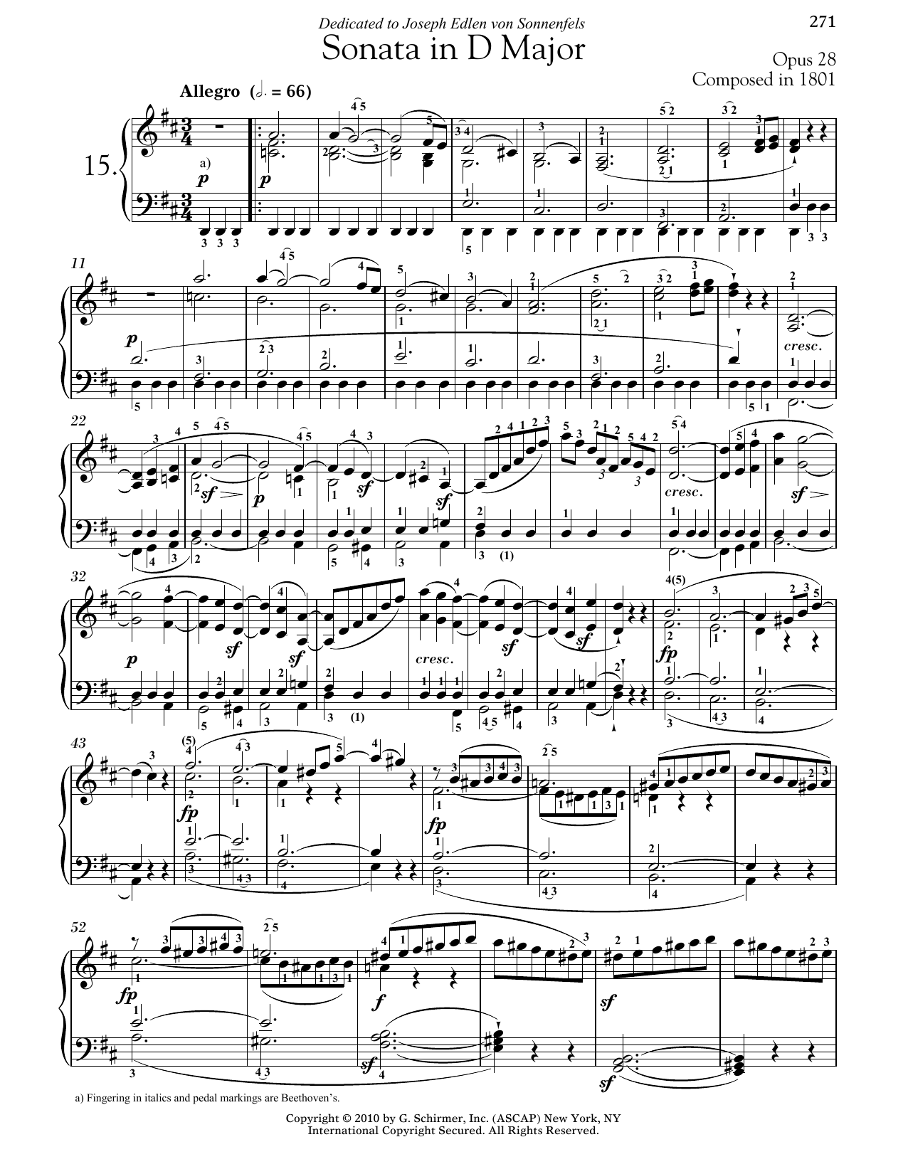 Download Ludwig van Beethoven Piano Sonata No. 15 In D Major, Op. 28 