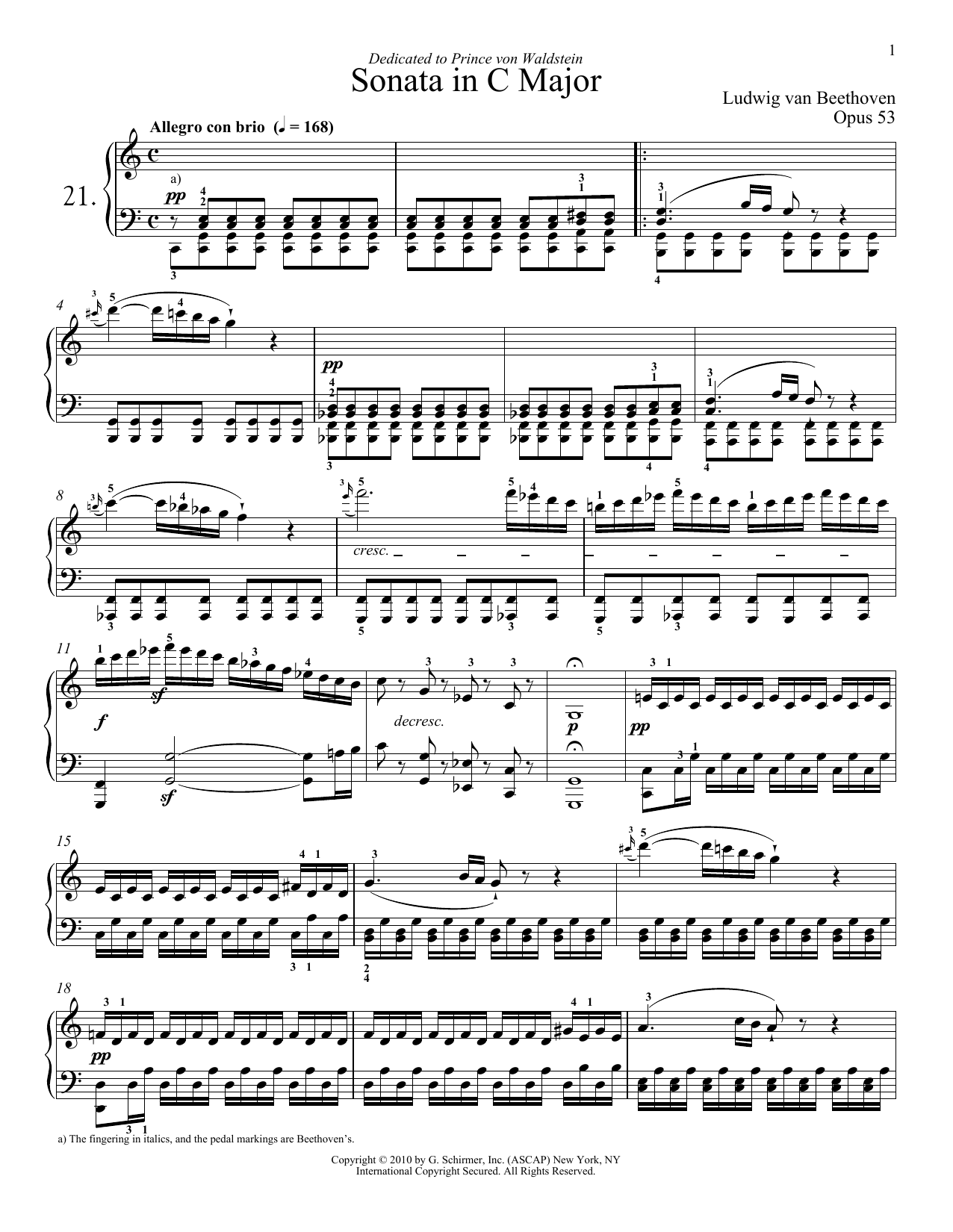 Download Ludwig van Beethoven Piano Sonata No. 21 In C Major, Op. 53 