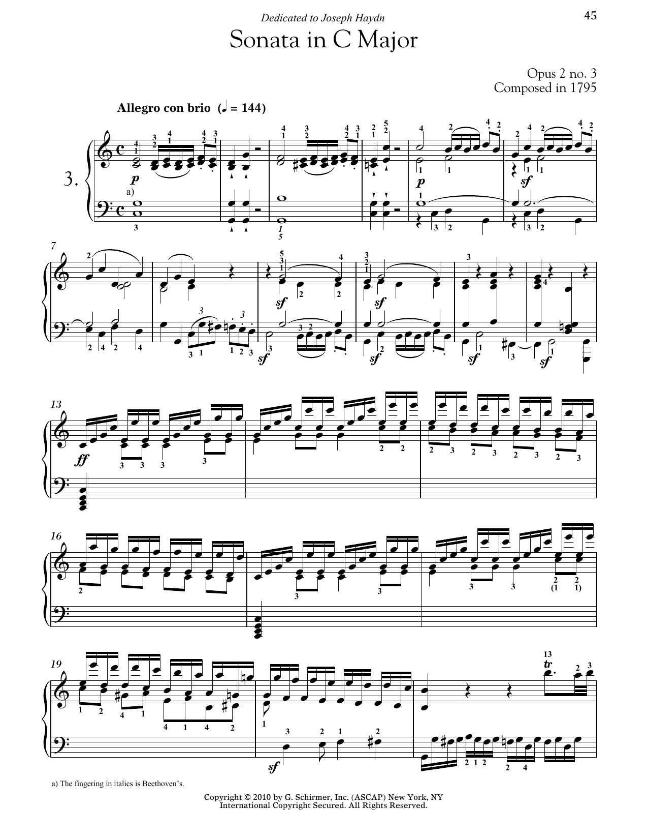 Download Ludwig van Beethoven Piano Sonata No. 3 In C Major, Op. 2, No. 3 Sheet Music and learn how to play Piano PDF digital score in minutes