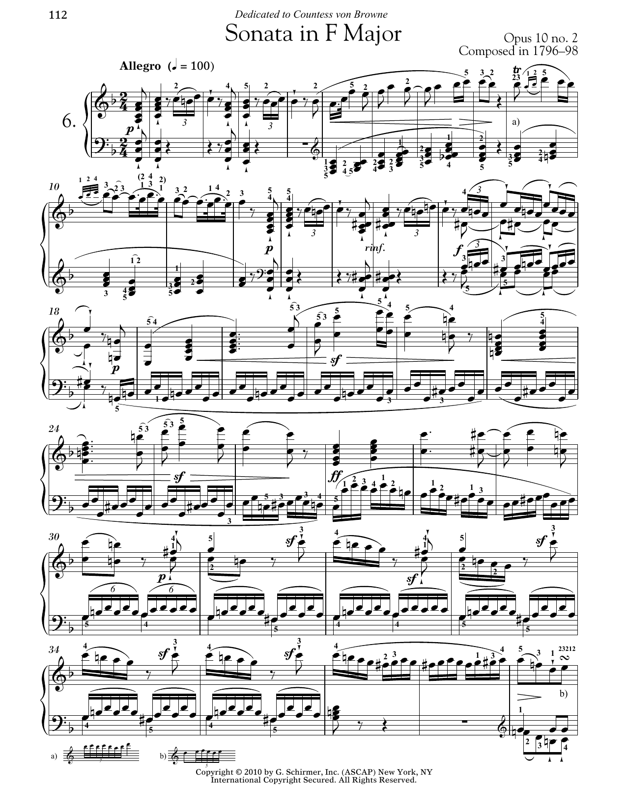 Download Ludwig van Beethoven Piano Sonata No. 6 In F Major, Op. 10, No. 2 Sheet Music and learn how to play Piano PDF digital score in minutes