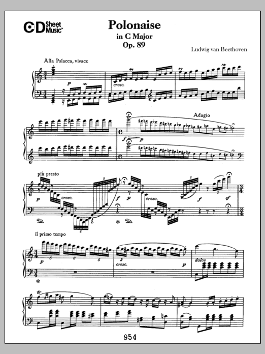 Download Ludwig van Beethoven Polonaise In C Major, Op. 89 Sheet Music and learn how to play Piano Solo PDF digital score in minutes