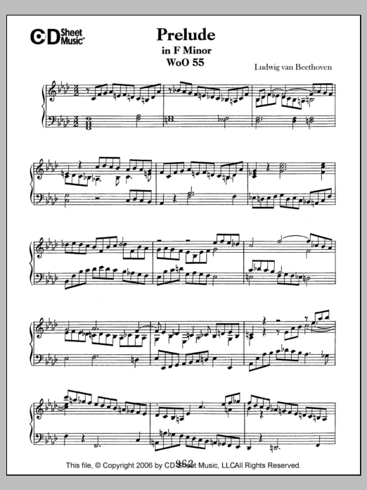 Download Ludwig van Beethoven Prelude In F Minor, Woo 55 Sheet Music and learn how to play Piano Solo PDF digital score in minutes