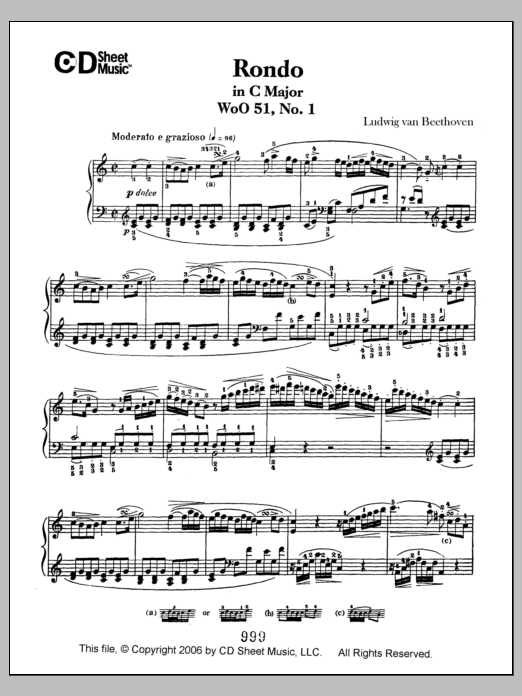 Download Ludwig van Beethoven Rondo In C Major, Op. 51, No. 1 Sheet Music and learn how to play Piano Solo PDF digital score in minutes