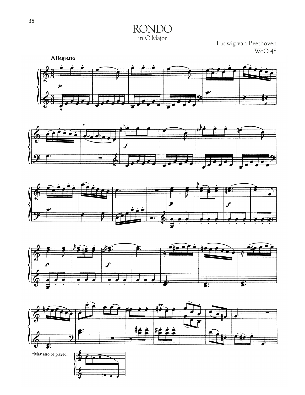 Download Ludwig van Beethoven Rondo, WoO 48 Sheet Music and learn how to play Piano Solo PDF digital score in minutes