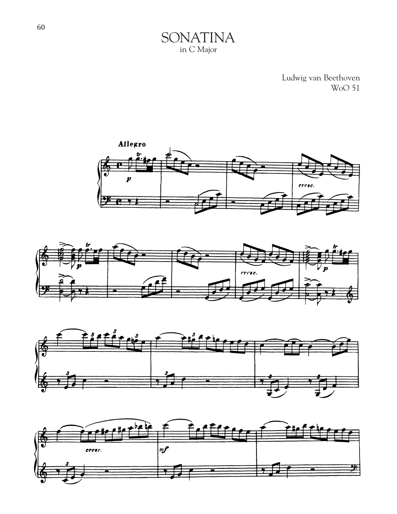 Download Ludwig van Beethoven Sonata In C Major, WoO 51 Sheet Music and learn how to play Piano Solo PDF digital score in minutes