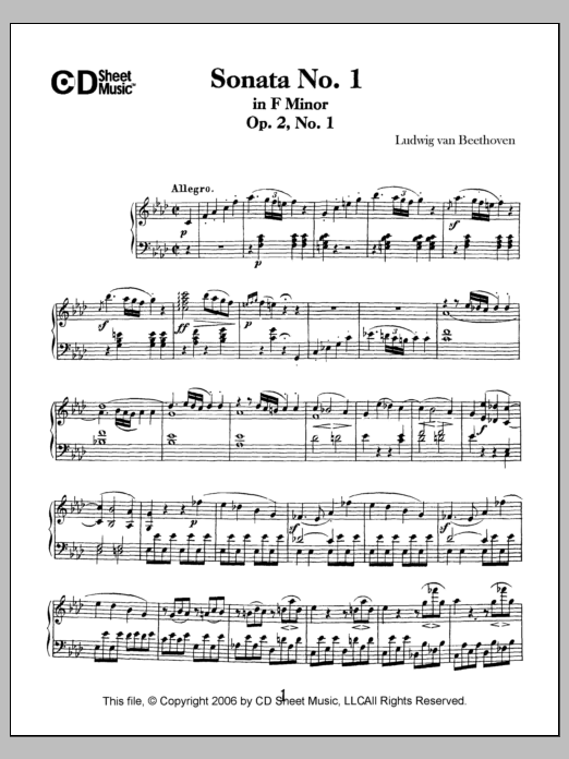 Download Ludwig van Beethoven Sonata No. 1 In F Minor, Op. 2, No. 1 Sheet Music and learn how to play Piano Solo PDF digital score in minutes