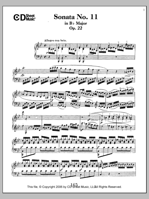 Download Ludwig van Beethoven Sonata No. 11 In B-flat Major, Op. 22 Sheet Music and learn how to play Piano Solo PDF digital score in minutes