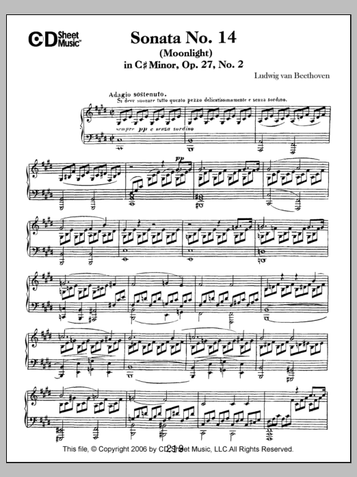 Download Ludwig van Beethoven Sonata No. 14 In C-sharp Minor (moonlight), Op. 27, No. 2 Sheet Music and learn how to play Piano Solo PDF digital score in minutes