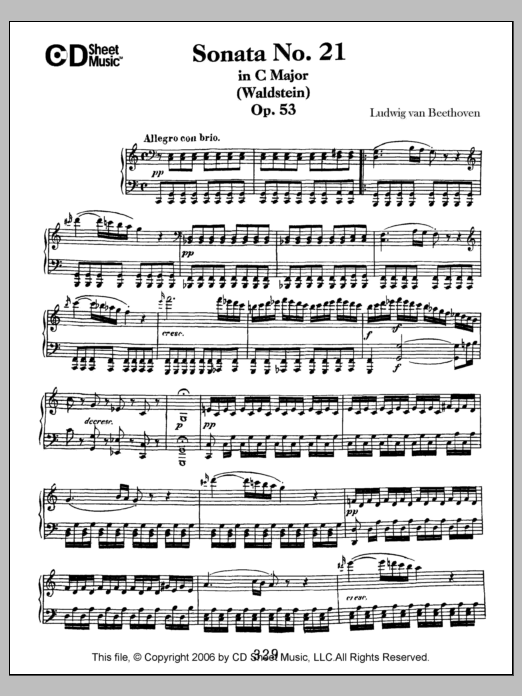 Download Ludwig van Beethoven Sonata No. 21 In C Major (waldstein), Op. 53 Sheet Music and learn how to play Piano Solo PDF digital score in minutes