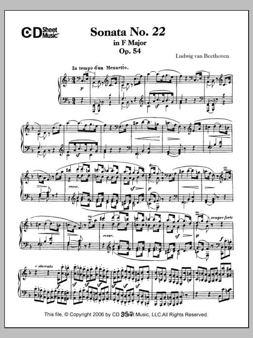 Download Ludwig van Beethoven Sonata No. 22 In F Major, Op. 54 Sheet Music and learn how to play Piano Solo PDF digital score in minutes