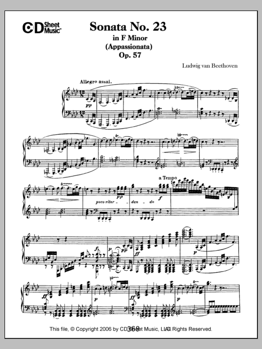 Download Ludwig van Beethoven Sonata No. 23 In F Minor (appassionata), Op. 57 Sheet Music and learn how to play Piano Solo PDF digital score in minutes