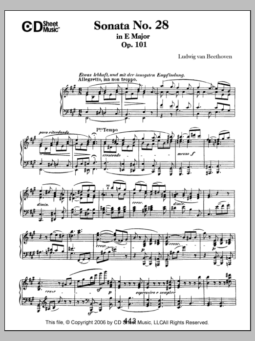 Download Ludwig van Beethoven Sonata No. 28 In A Major, Op. 101 Sheet Music and learn how to play Piano Solo PDF digital score in minutes