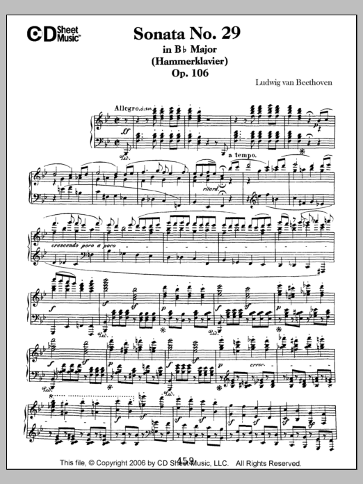 Download Ludwig van Beethoven Sonata No. 29 In B-flat Major (hammerklavier), Op. 106 Sheet Music and learn how to play Piano Solo PDF digital score in minutes