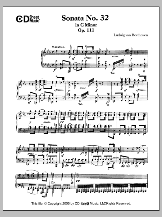 Download Ludwig van Beethoven Sonata No. 32 In C Minor, Op. 111 Sheet Music and learn how to play Piano Solo PDF digital score in minutes