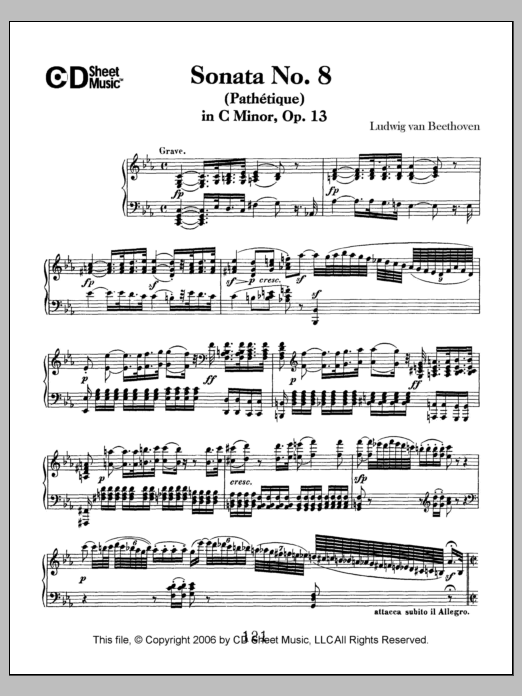 Download Ludwig van Beethoven Sonata No. 8 In C Minor (pathetique), Op. 13 Sheet Music and learn how to play Piano Solo PDF digital score in minutes