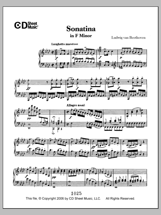 Download Ludwig van Beethoven Sonatina in F Minor Sheet Music and learn how to play Piano Solo PDF digital score in minutes