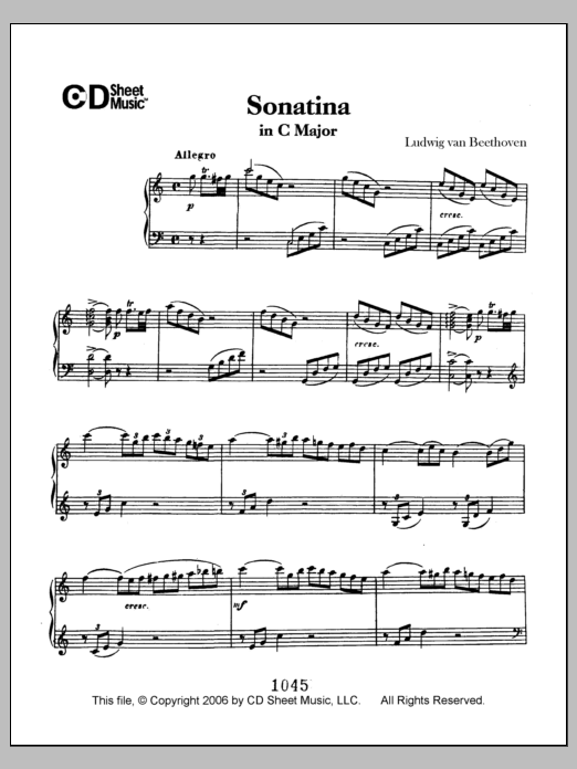 Download Ludwig van Beethoven Sonatina in D Major Sheet Music and learn how to play Piano Solo PDF digital score in minutes