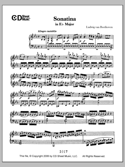 Download Ludwig van Beethoven Sonatina In E-flat Major Sheet Music and learn how to play Piano Solo PDF digital score in minutes