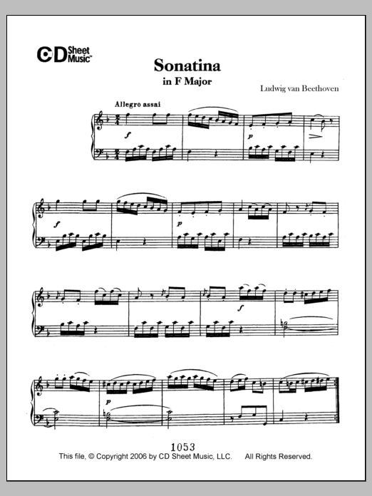 Download Ludwig van Beethoven Sonatina In F Major Sheet Music and learn how to play Piano Solo PDF digital score in minutes