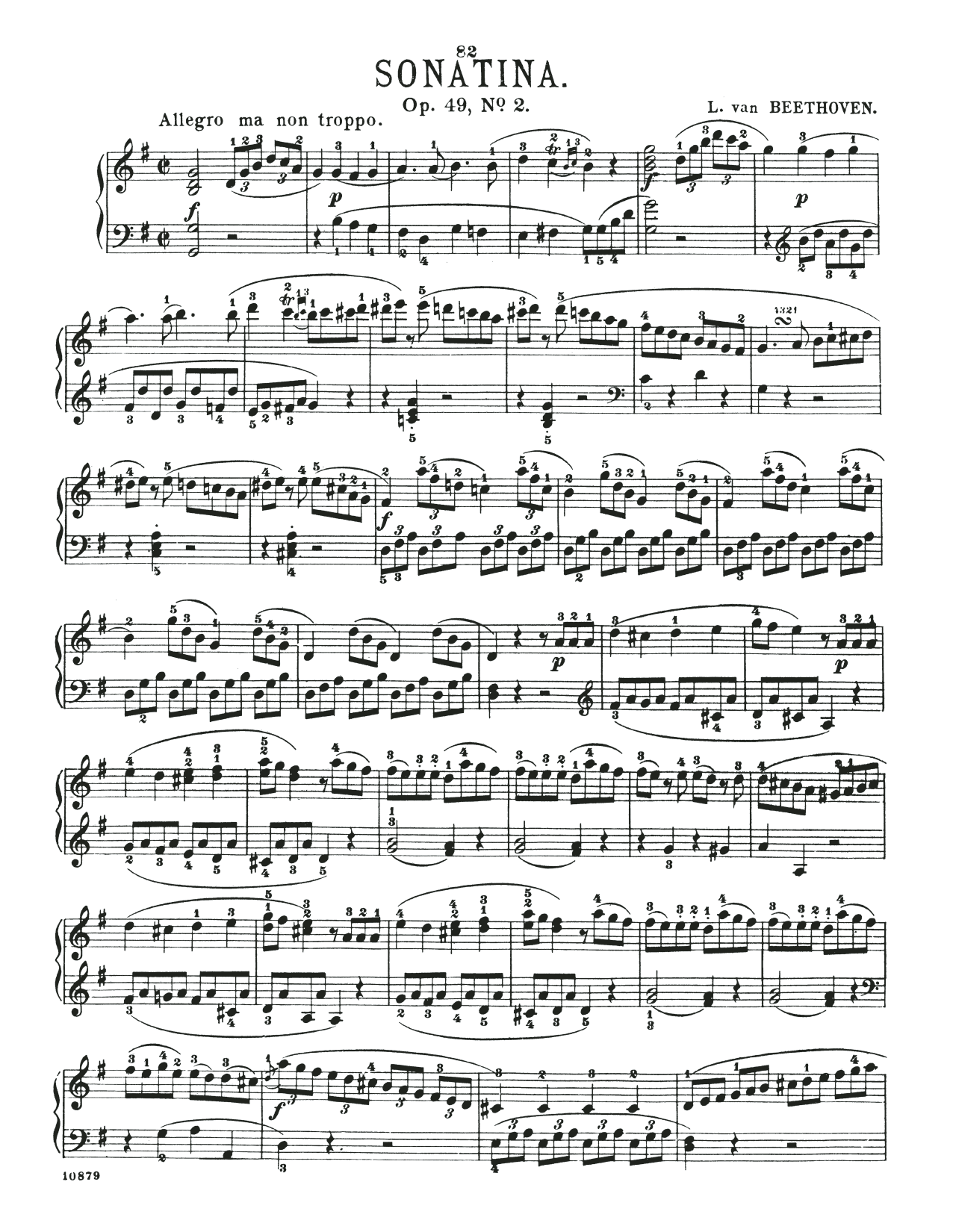 Download Ludwig van Beethoven Sonatina In G Major, Op. 49, No. 2 Sheet Music and learn how to play Piano Solo PDF digital score in minutes