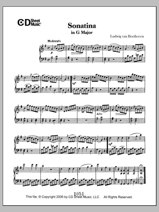 Download Ludwig van Beethoven Sonatina In G Major Sheet Music and learn how to play Super Easy Piano PDF digital score in minutes