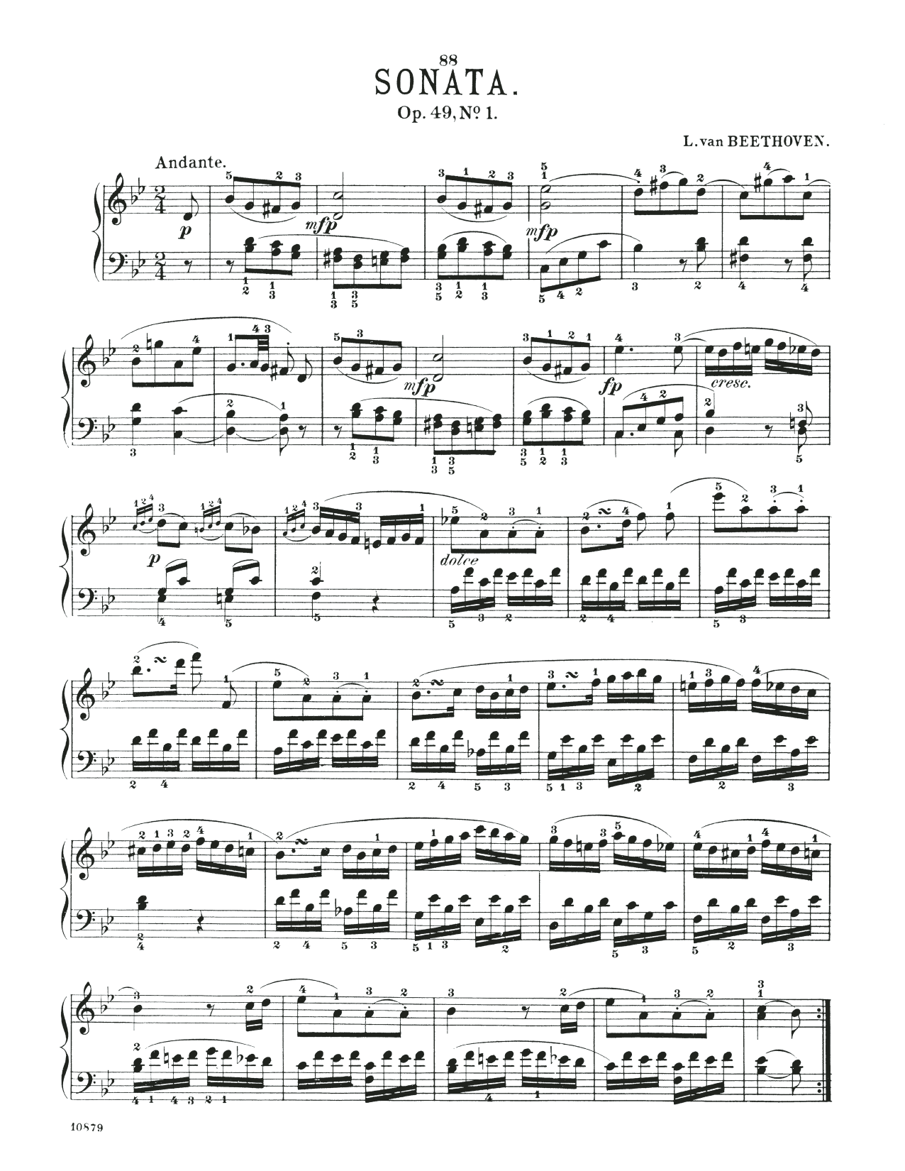 Download Ludwig van Beethoven Sonatina, Op. 49, No. 1 Sheet Music and learn how to play Piano Solo PDF digital score in minutes