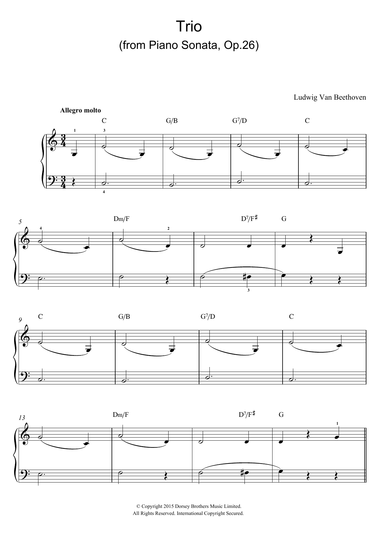 Download Ludwig van Beethoven Trio (From Piano Sonata In A Flat, Op.26) Sheet Music and learn how to play Beginner Piano PDF digital score in minutes