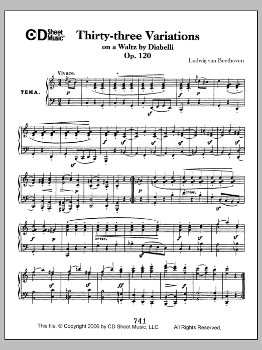 Download Ludwig van Beethoven Variations (33) On A Waltz By Diabelli, Op. 120 Sheet Music and learn how to play Piano Solo PDF digital score in minutes