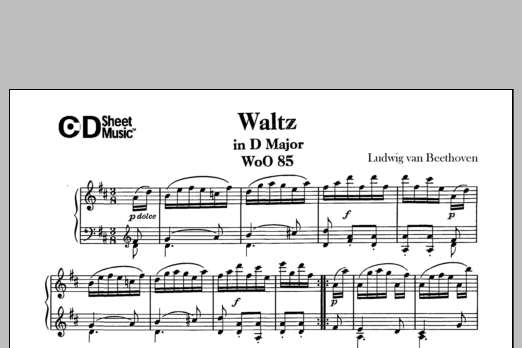 Download Ludwig van Beethoven Waltz In D Major, Woo 85 Sheet Music and learn how to play Piano Solo PDF digital score in minutes