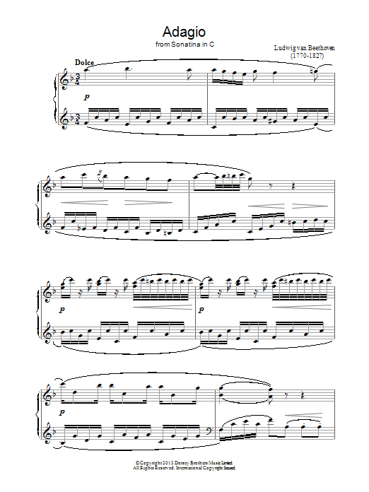 Ludwig van Beethoven Adagio Sonatina In C Sheet Music