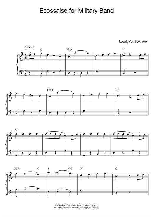 Download Ludwig van Beethoven Ecossaise for Military Band, WoO 23 Sheet Music and learn how to play Beginner Piano PDF digital score in minutes