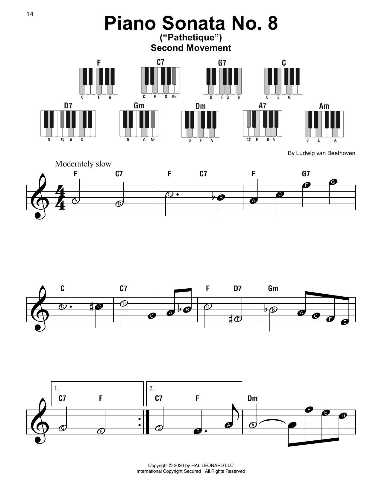 Ludwig van Beethoven "Piano Sonata No. 8 "Pathetique," Second Movement