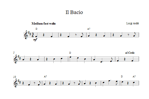 Download Luigi Arditi Il Bacio (The Kiss) Sheet Music and learn how to play Accordion PDF digital score in minutes