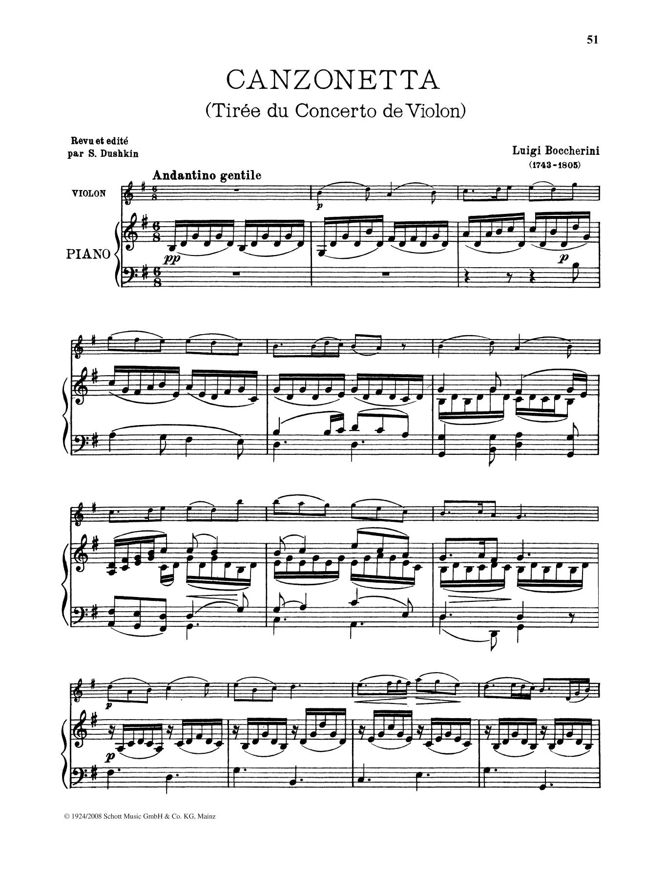 Download Luigi Boccherini Canzonetta Sheet Music and learn how to play String Solo PDF digital score in minutes