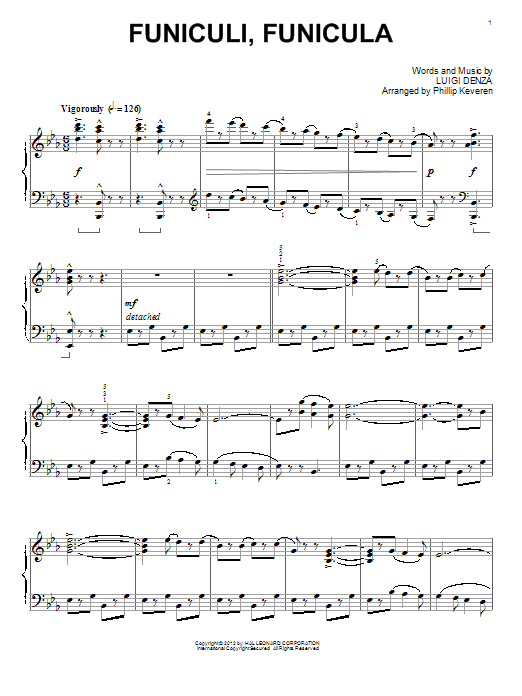 Download Luigi Denza Funiculi Funicula Sheet Music and learn how to play Piano PDF digital score in minutes