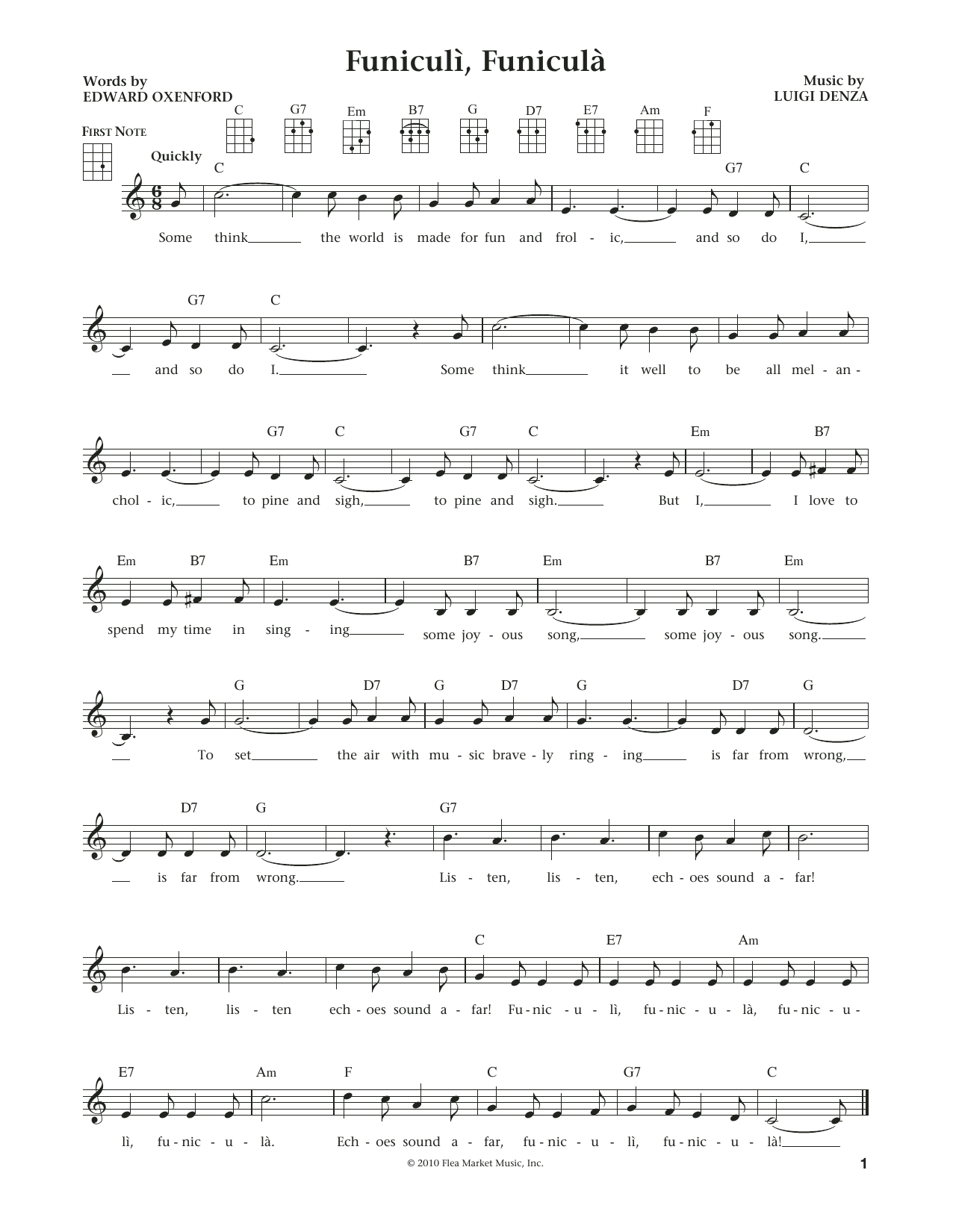 Download Luigi Denza Funiculi, Funicula Sheet Music and learn how to play Ukulele PDF digital score in minutes