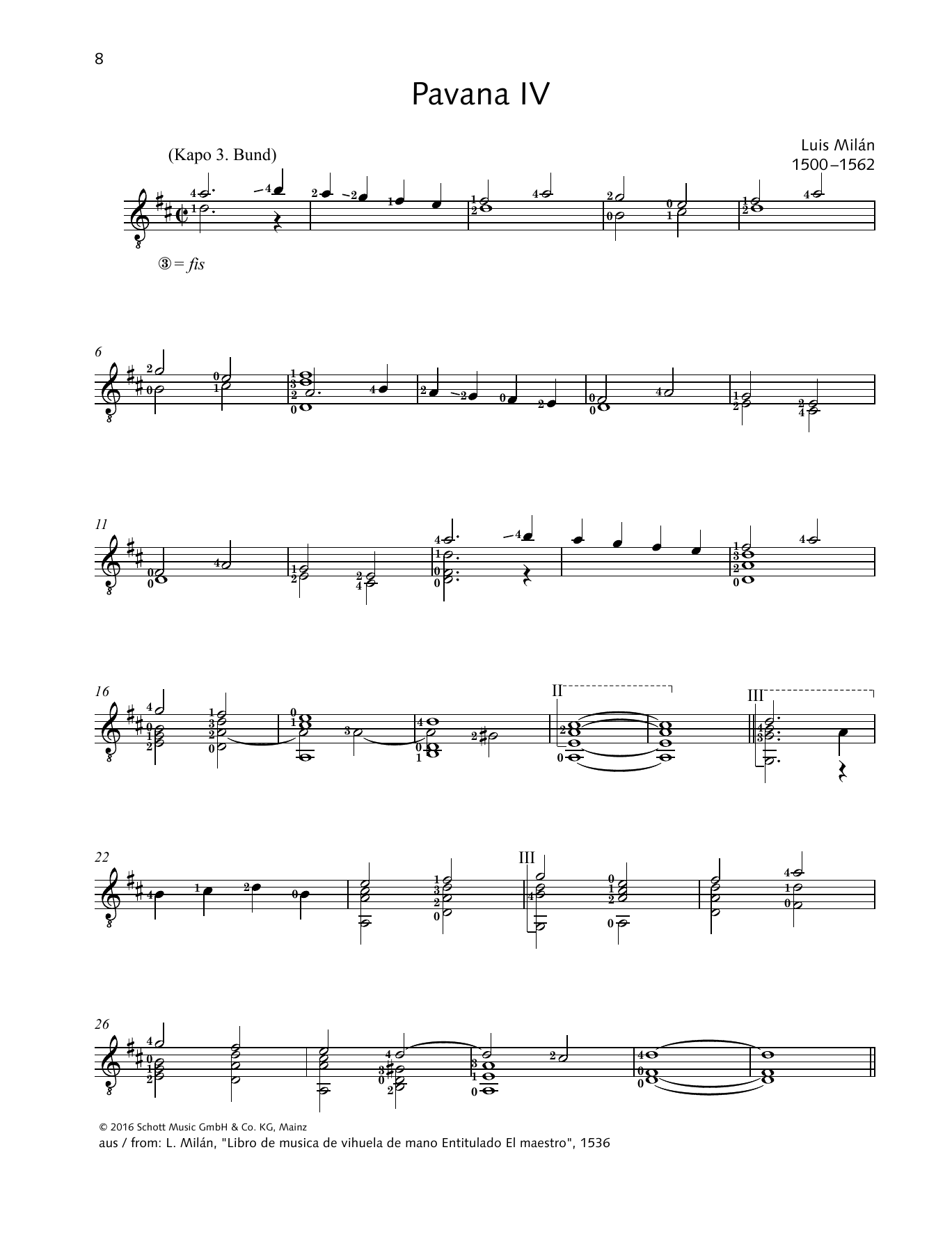 Download Luis de Milán Pavana IV Sheet Music and learn how to play Solo Guitar PDF digital score in minutes