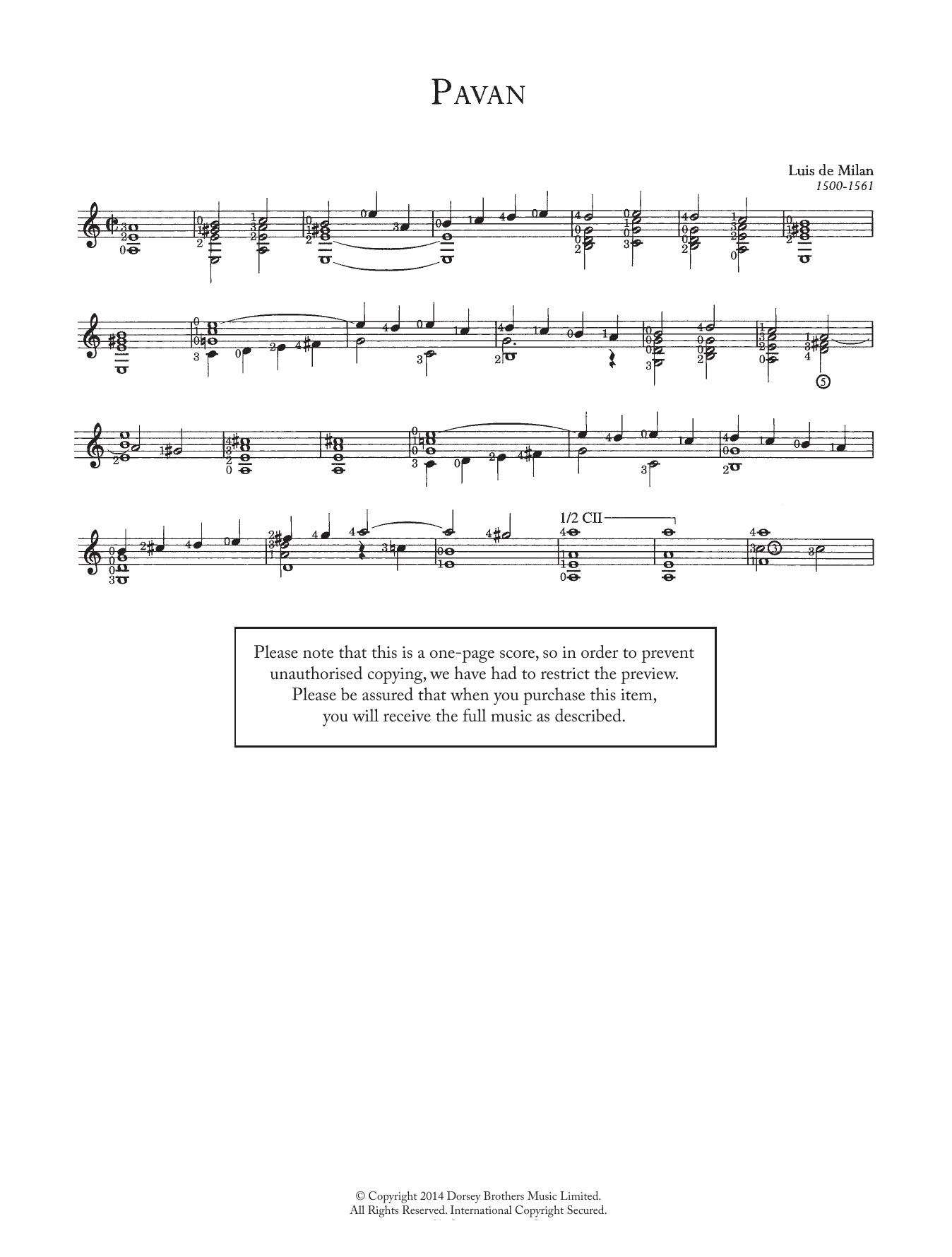 Download Luis de Milan Pavane No. 1 Sheet Music and learn how to play Guitar PDF digital score in minutes