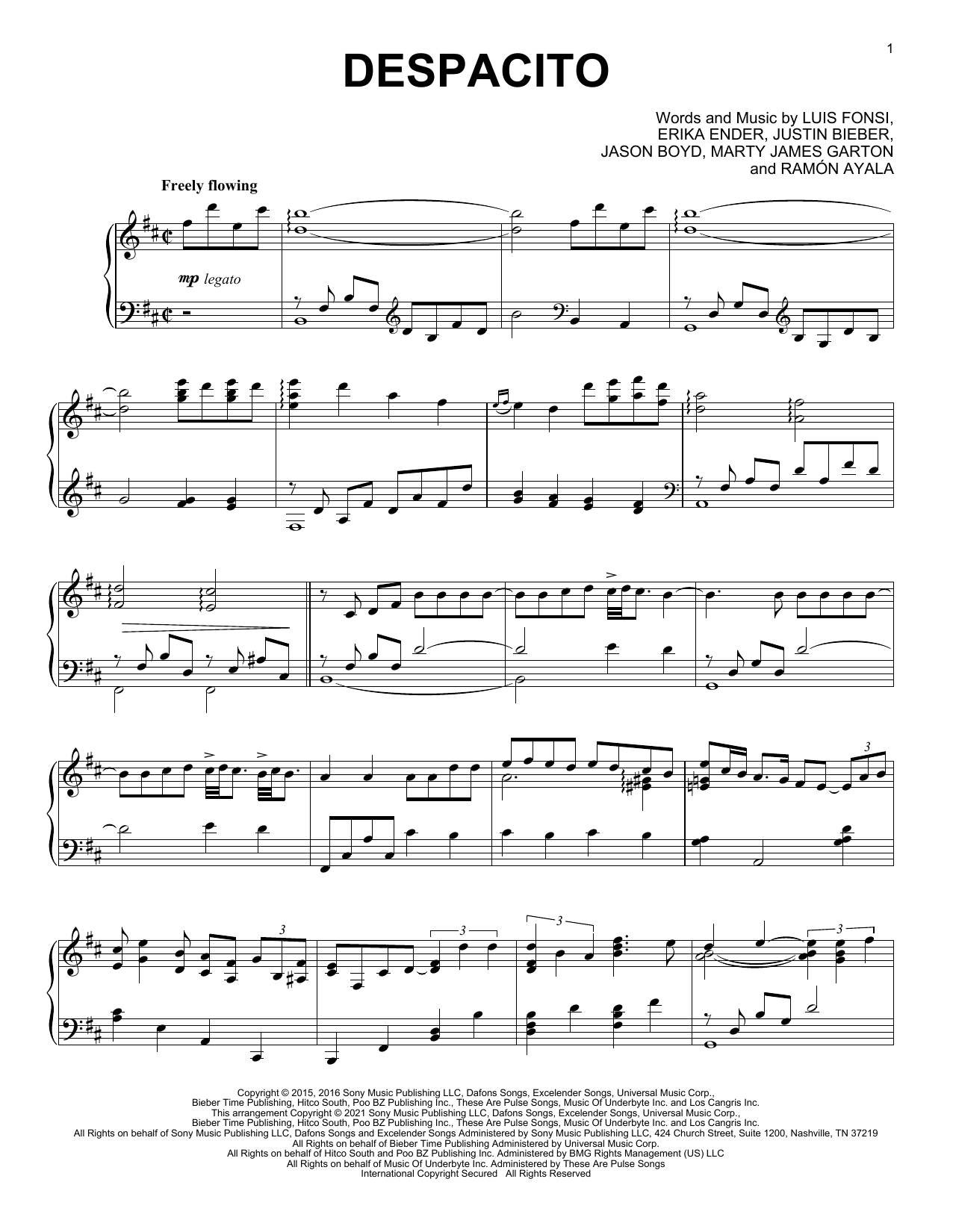 Download Luis Fonsi & Daddy Yankee feat. Justin Bieber Despacito [Classical version] Sheet Music and learn how to play Piano Solo PDF digital score in minutes