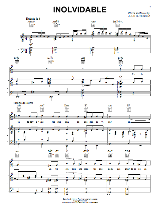 Download Luis Miguel Sheet Music and learn how to play Piano, Vocal & Guitar (Right-Hand Melody) PDF score in minutes