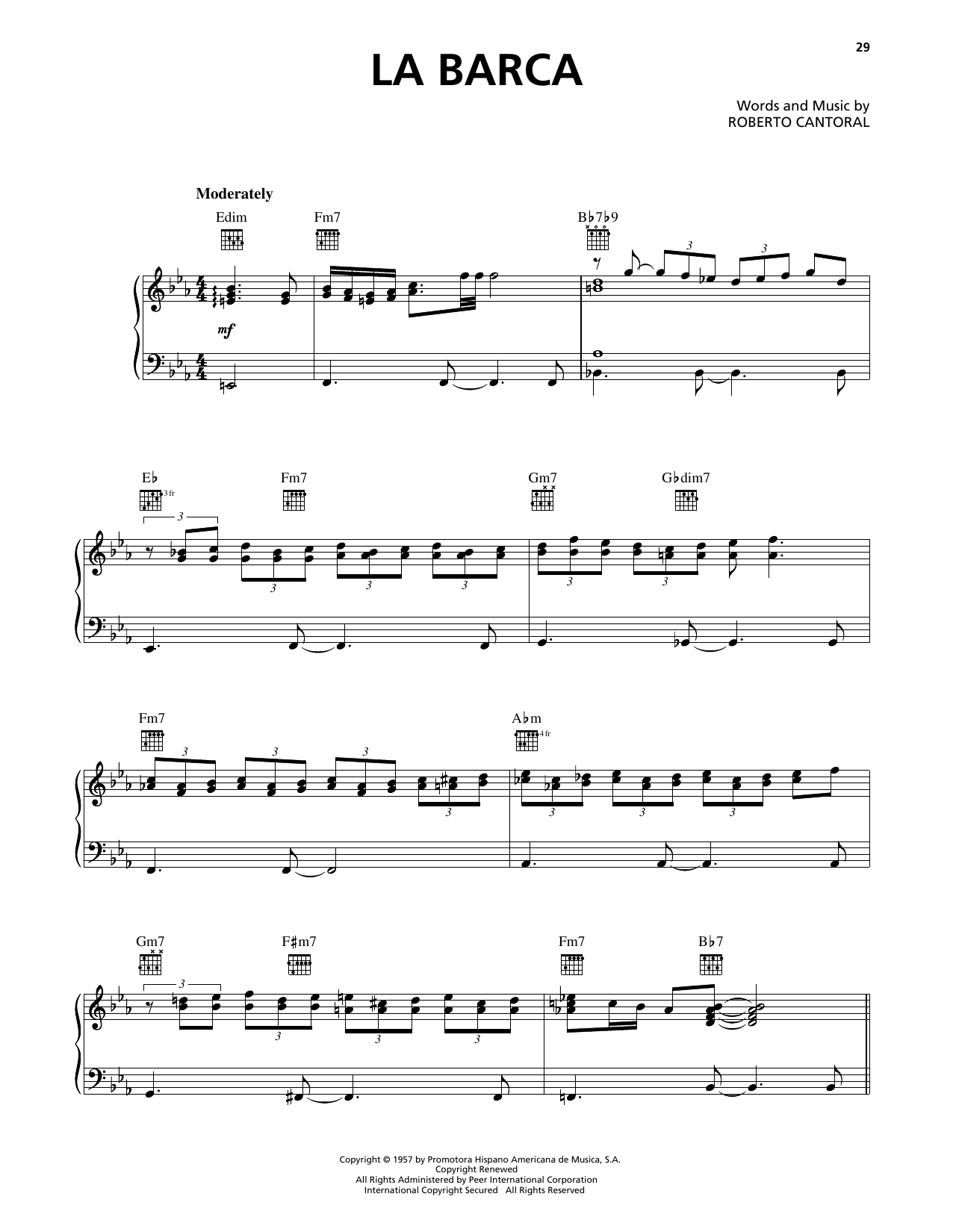 Download Luis Miguel La Barca Sheet Music and learn how to play Piano, Vocal & Guitar Chords (Right-Hand Melody) PDF digital score in minutes