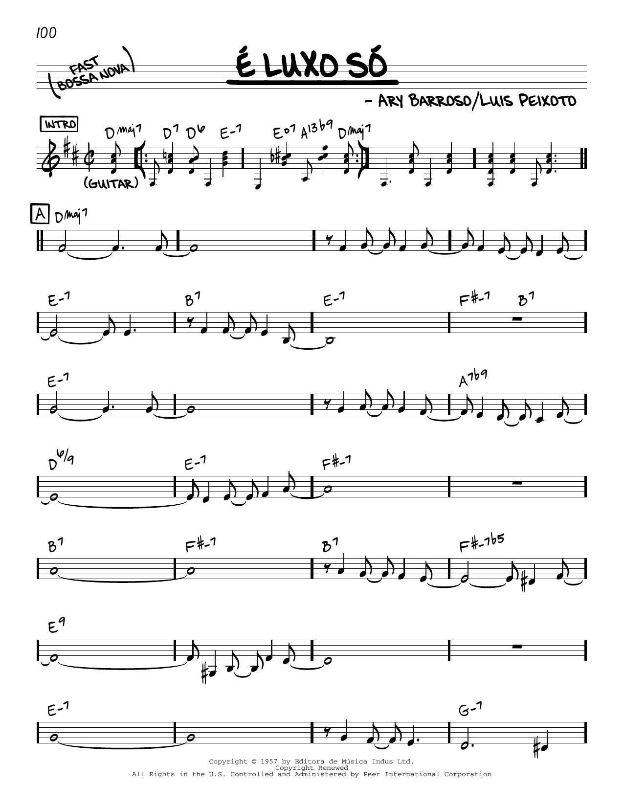 Download Luis Peixoto É Luxo Só Sheet Music and learn how to play Real Book – Melody & Chords PDF digital score in minutes