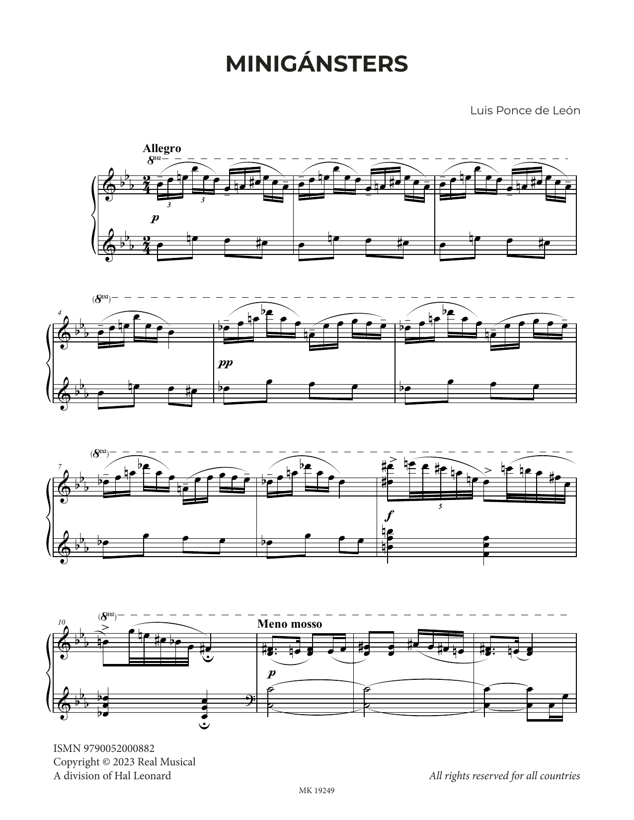 Download Luis Ponce de León Minigánsters Sheet Music and learn how to play Piano Solo PDF digital score in minutes