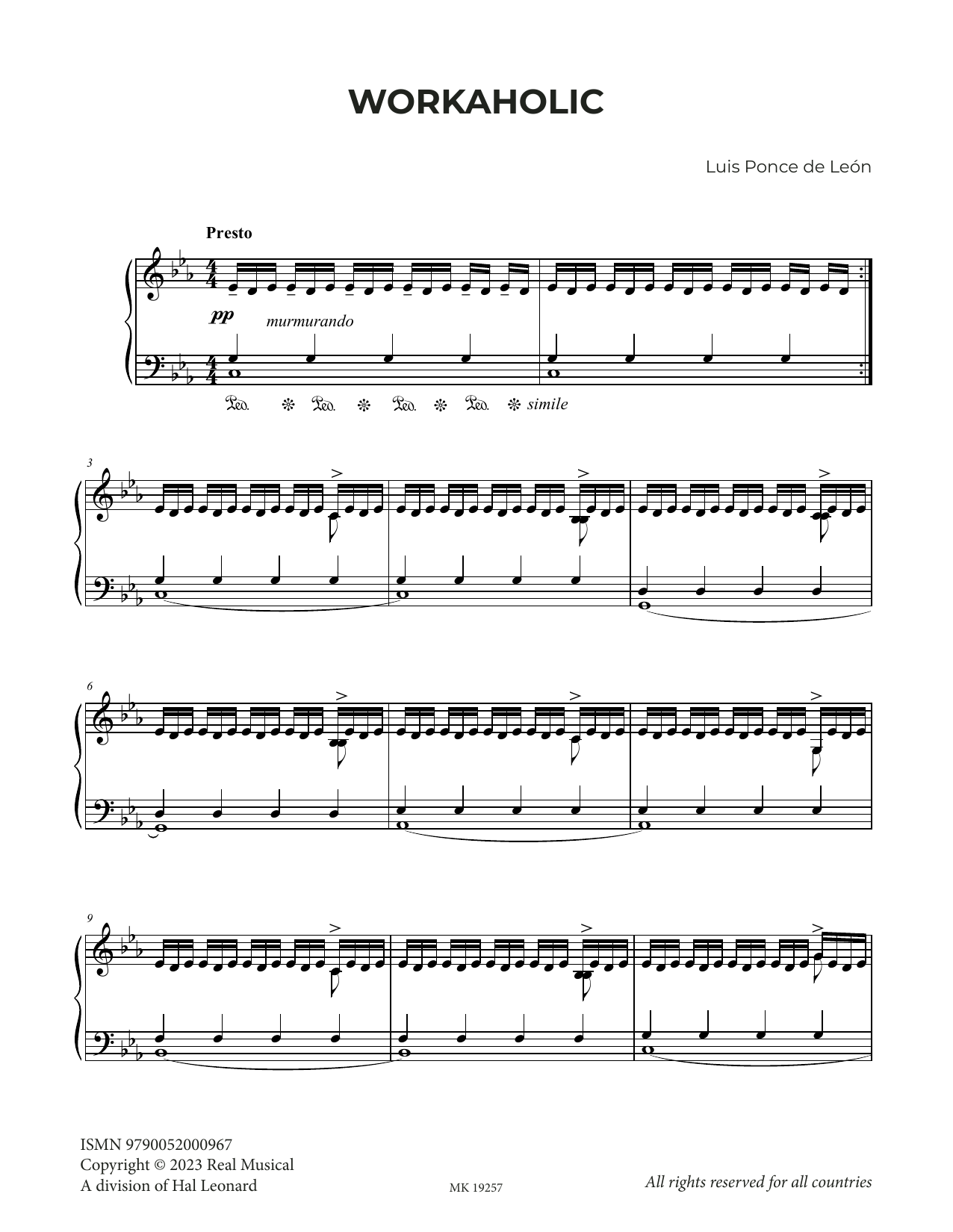 Download Luis Ponce de León Workaholic Sheet Music and learn how to play Piano Solo PDF digital score in minutes